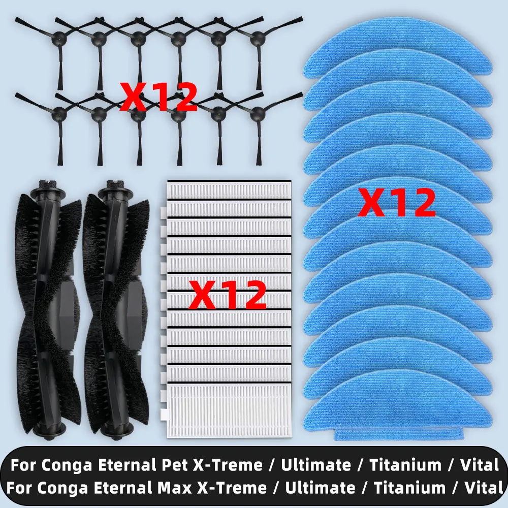 Совместимость с Cecotec Conga Eternal Pet Max X-Treme, Ultimate, титановые, жизненные детали, аксессуары, основная боковая щетка, фильтр, швабра