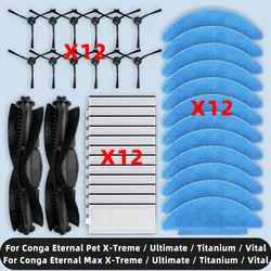 Compatible For Cecotec Conga Eternal Pet Max X-Treme, Ultimate, Titanium, Vital Parts Accessories Main Side Brush Filter Mop
