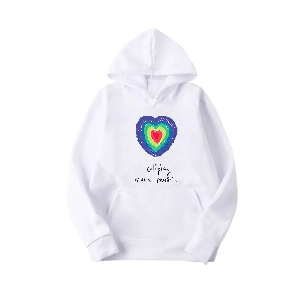 

Концерт ColdPlay Moon Music помогает периферийным принтом Свитер с капюшоном Свободный топ