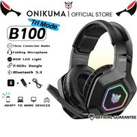 ONIKUMA B100 Bluetooth Wireless Headphones 3 mode Set for low Latency gaming with RGB power