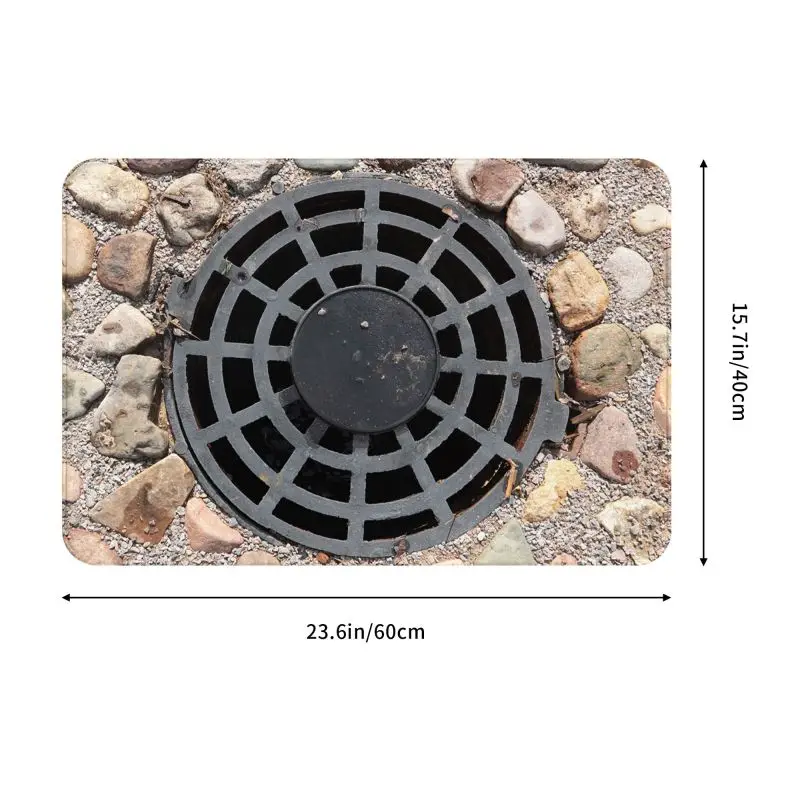 Funny Manhole Cover 3D Traps Doormat Mat Anti-Slip Kitchen Bathroom Garden Toilet Living Room Rug Carpet 40*60cm