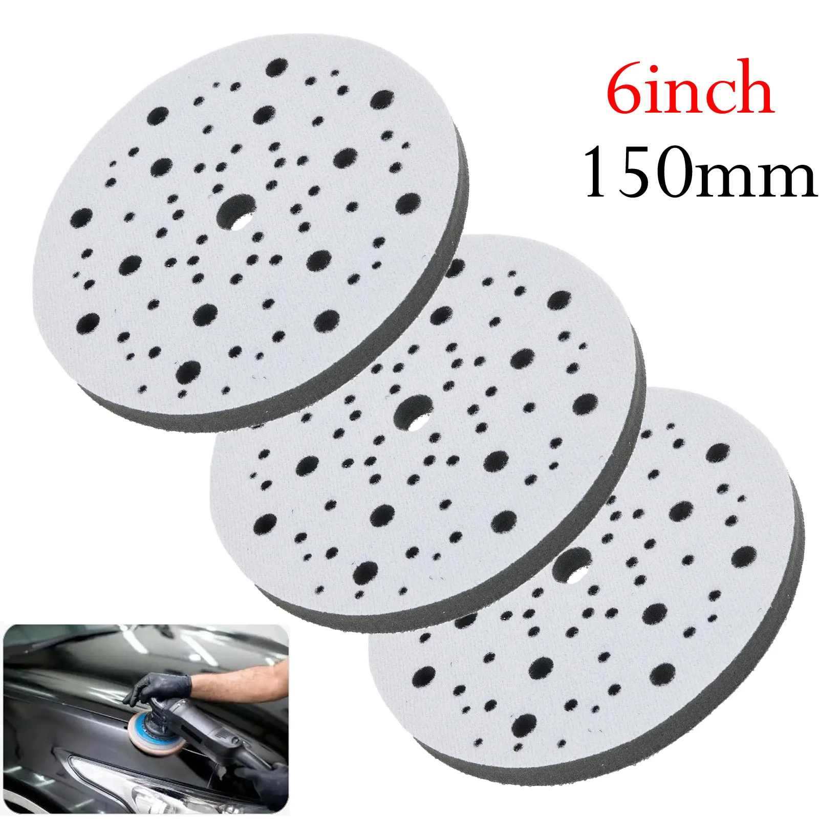 

3pcs 70 Hole 150mm Polishing Pads Soft Sponge Pad Sanding Disc Backing Pad Medium Density Interface Pad For Orbital Sanding Tool