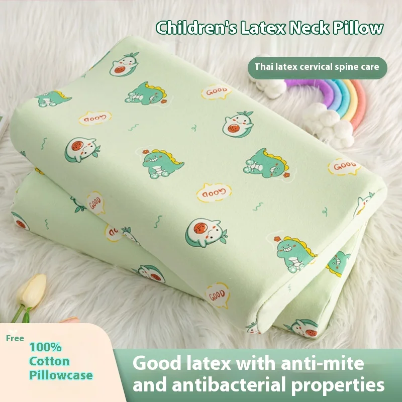 

Детская подушка из натурального латекса для детей 3, 12 лет, ортопедическая подушка для поддержки шеи, гипоаллергенная дышащая подушка для всех сезонов