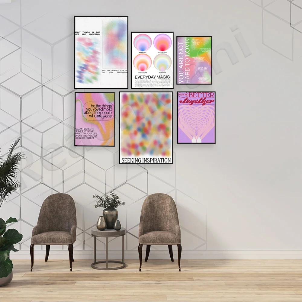 Reassuring color gradient positive quote gallery wall fashion decor danish pastel self love aura poster