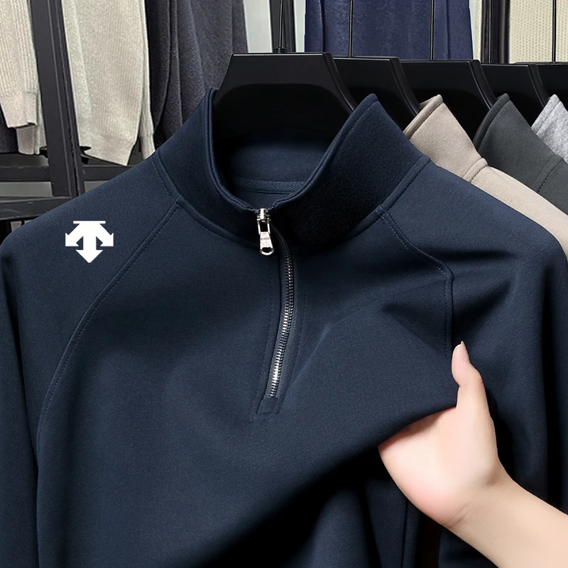 العلامة التجارية الفاخرة الجديدة للرجال نصف سستة الوقوف طوق هوديي المبيعات الساخنة الخريف طباعة تنفس كم طويل موضة ملابس رجالية غير رسمية #2