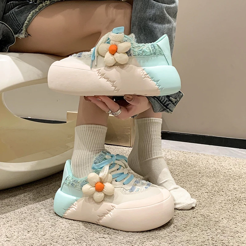 2023 New Kawaii Fashion All-match Platform Shoes Sports Style Casual Round Toe Spring Autumn Korean Version Sweet Cute Sneakers