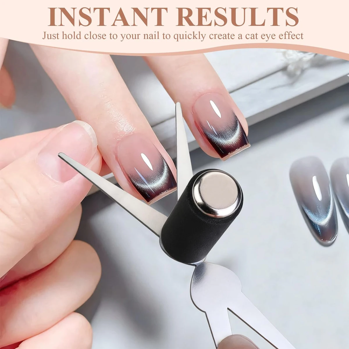 Cat Eye Magnet Set Scissor Shaped Nail Magnet Tool 2 in 1 French V Smile Effect Gel Polish Magnet for Nail Art DIY Home Salon gallery 1