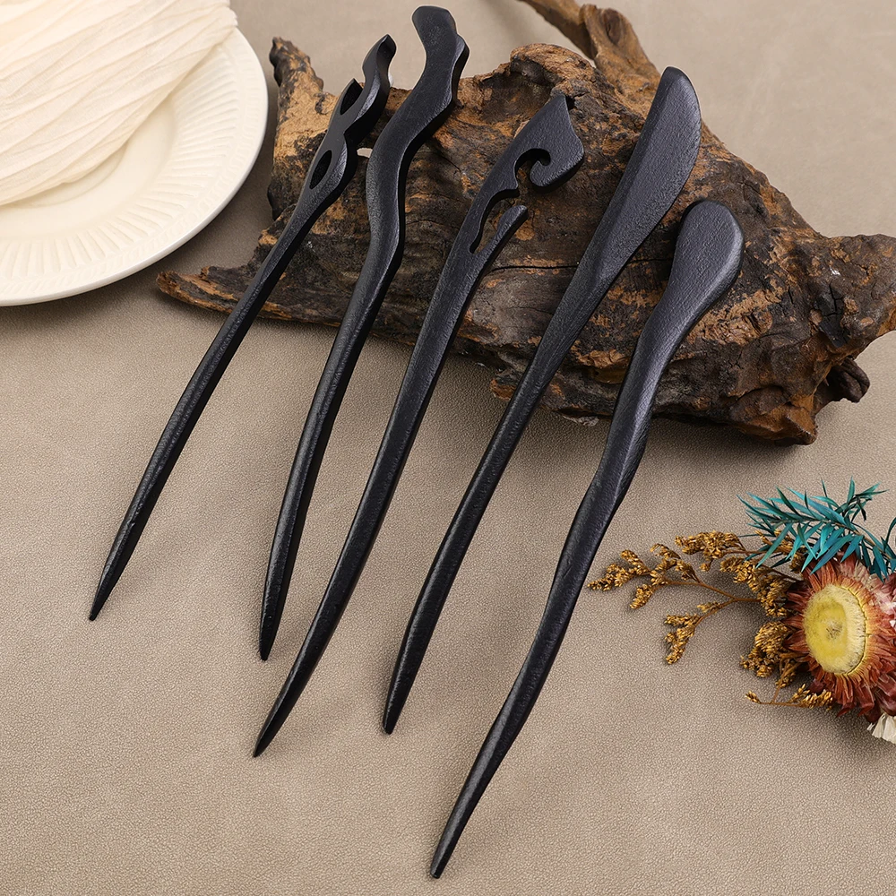 Frauen Sandelholz Haarnadeln Mädchen Alte Holz Retro Haar Sticks Clips Essstäbchen Handgemachte Kopfbedeckungen Chinesischen Stil Haar Zubehör – Detail 2