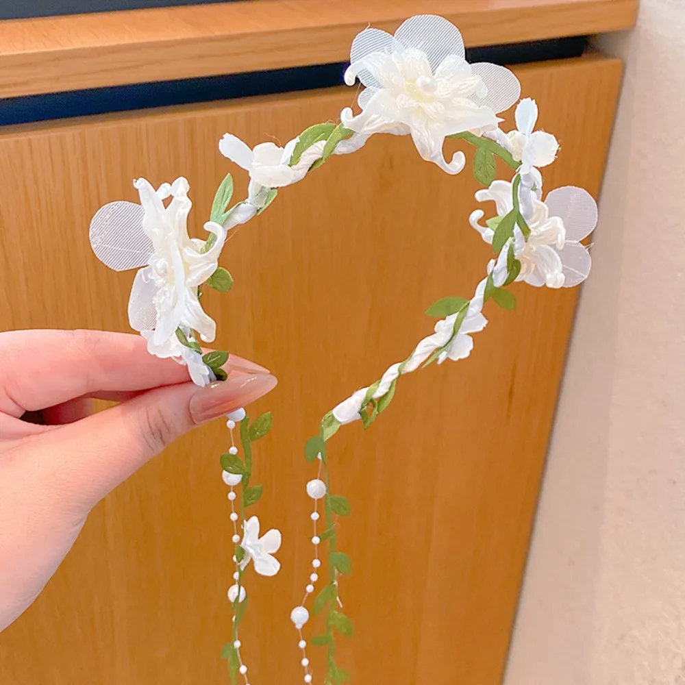 

Sweet Children Flower Headband Elegant Floral Garland Hanfu Headdress Hair Accessories Hair Hoop Floral Crown Hairband