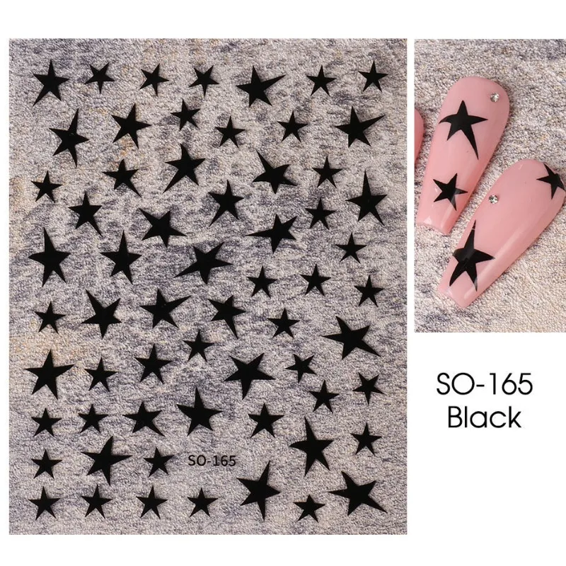 1pcs Nail Stickers Instagram Viral Trend Openwork Pentagram Star Sweet & Edgy Girl Style 3D Waterproof Adhesive Back Nail Decals