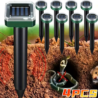 1-4PCS Sonic Deterrent Stake Garden Solar Mole Repellent Ultrasonic Soundwave Waterproof Yard Lawn Mouse Snake Pest Control