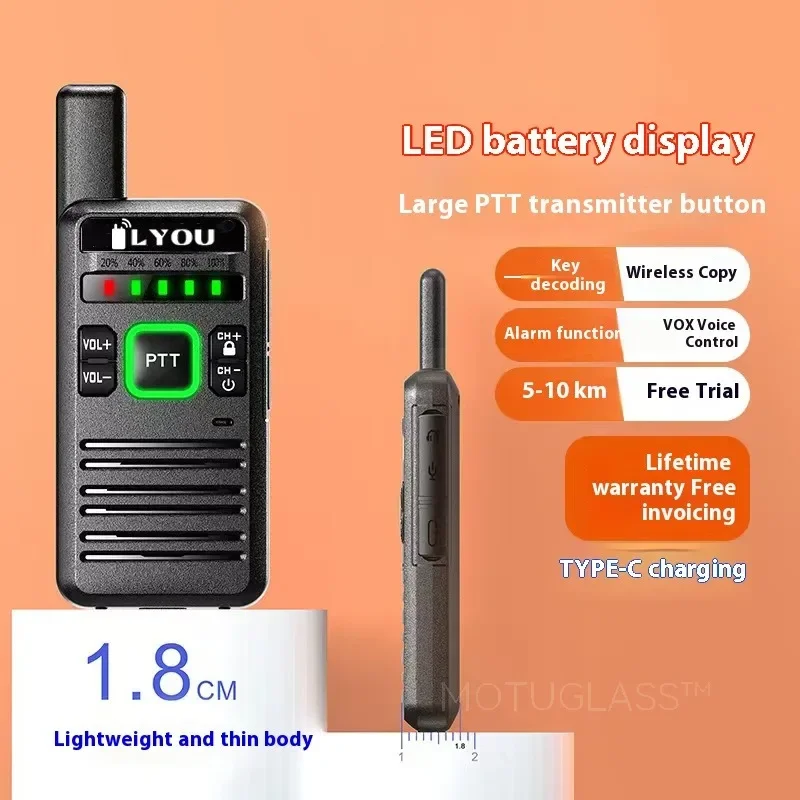 1pcs Mini Walkie Talkie 3-5KM Outdoor High Power Small Radio Portable Two Way Radio for Hotel Construction Site Civil Use