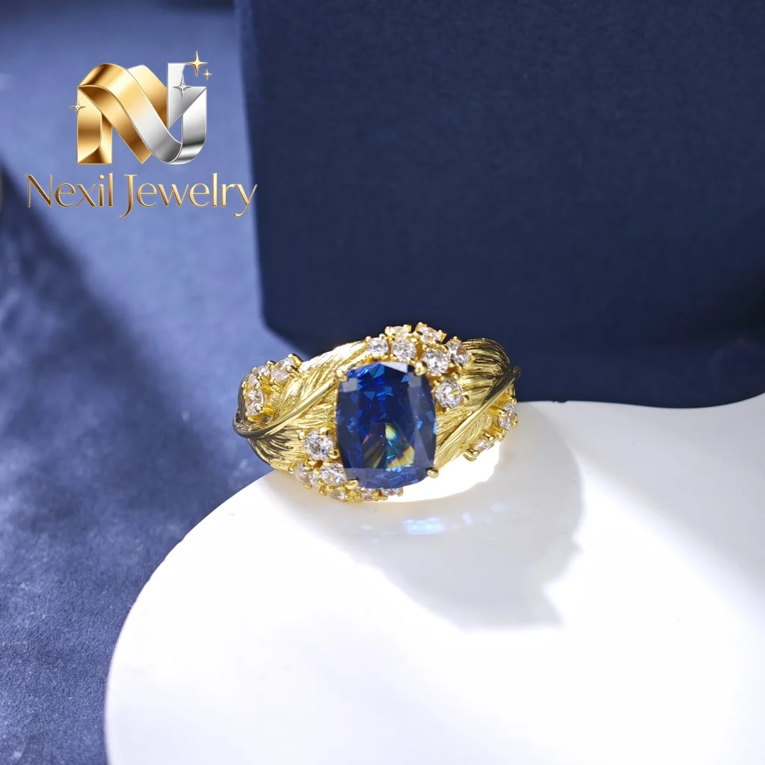 

Nexil Jewelry 3Ct Blue Artificial Sapphire Ring Solid 925 Sterling Silver Jewelry Wedding Ring HR271