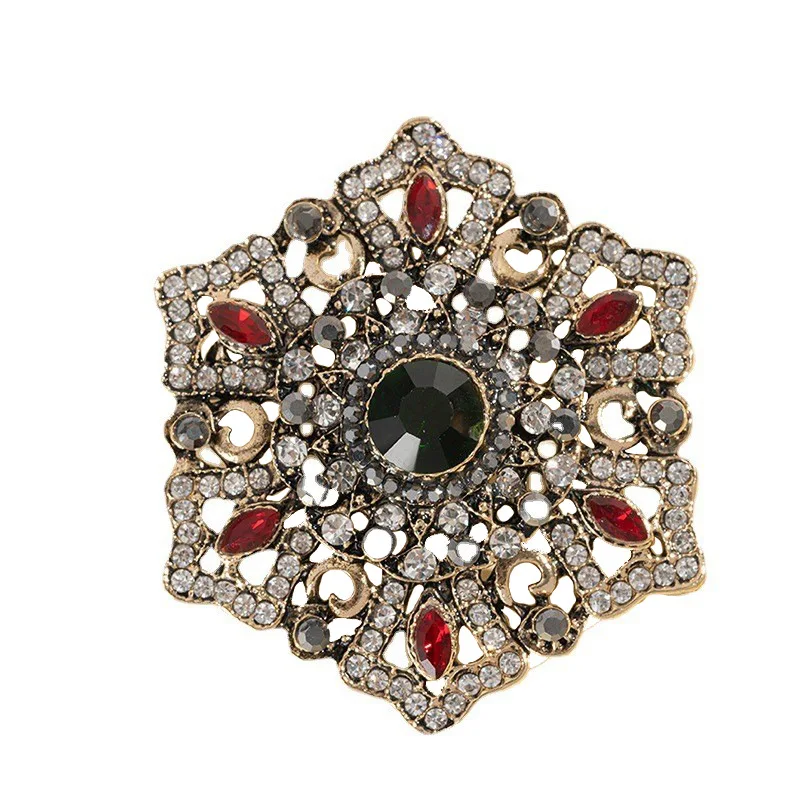Temperament Elegant Rhinestone Flower Brooch Female Corsage Pin Buckle Suit Fixed Scarf Buckle Clothes