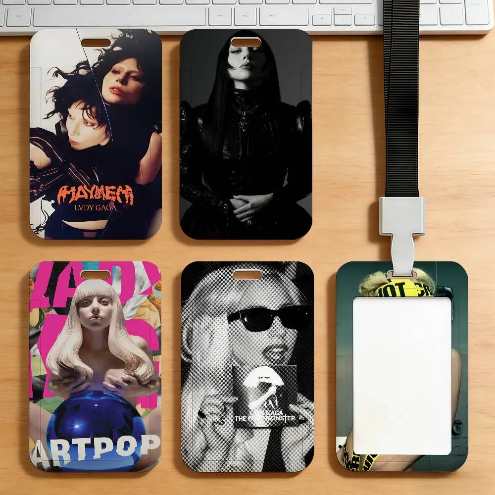 Singer L-Lady Gaga Card Holder Work Permit Access Bus Subway Cards Protective Sleeve