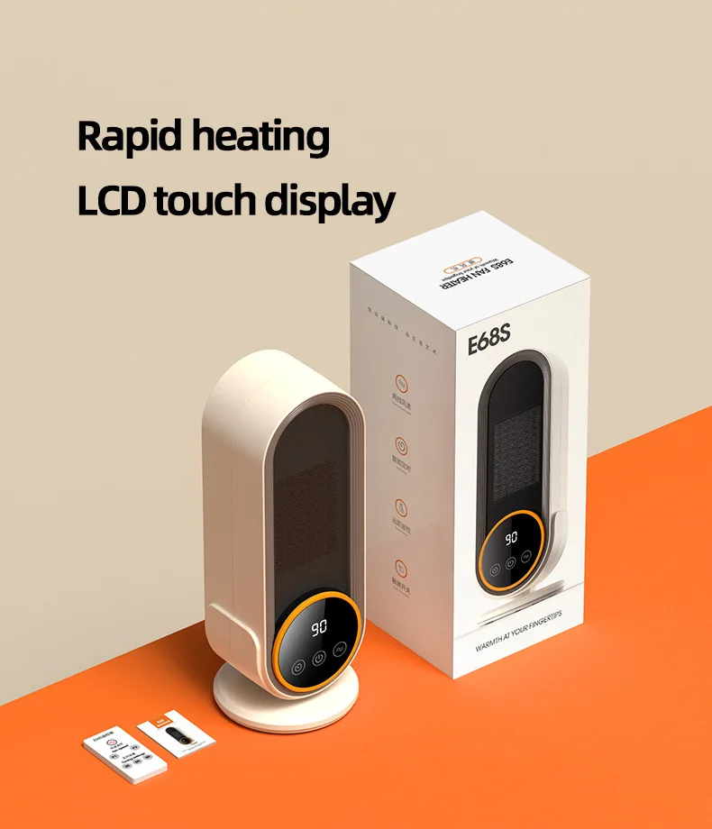 Aquecedor de mesa PTC Aquecedor para toda a casa 1200W Euro/US Plug Heater E68S Edição de atualização remota (temporizador + controle remoto)
