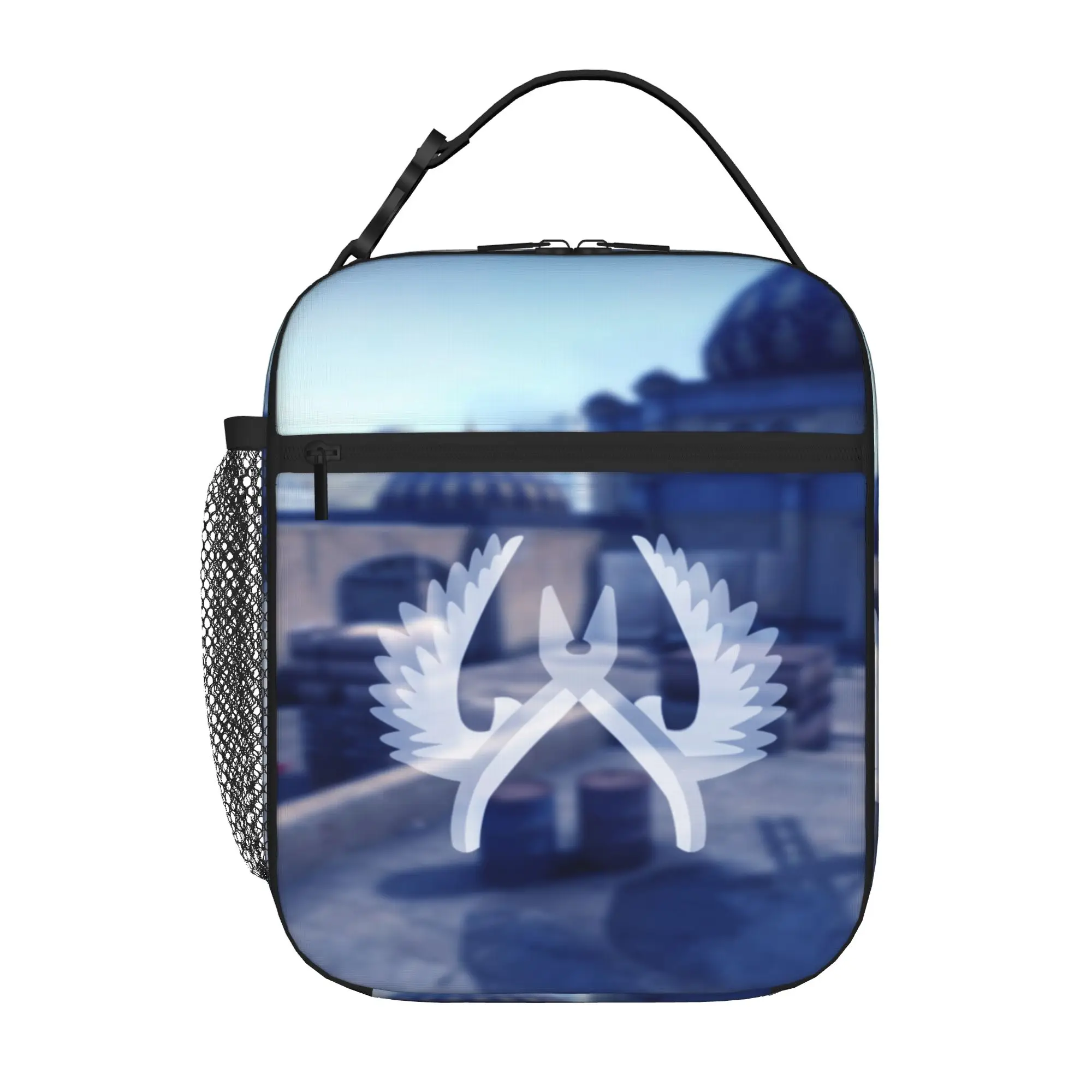 Back to school season  Picnic Bag CSGO Winged Pistol Badge Game Wallpaper Kawaii Good Quality Portable Food Storage Lunch Bag