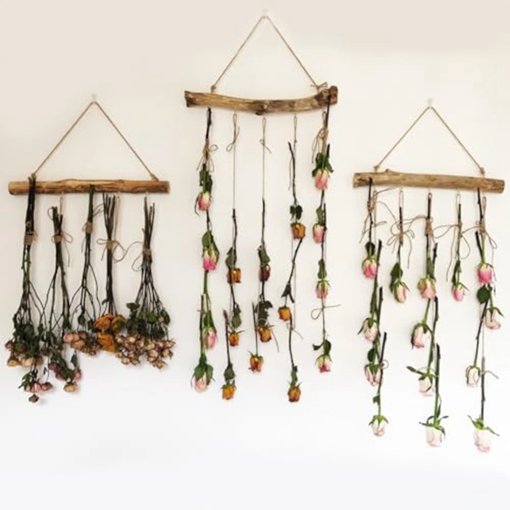 2Pcs Natural Driftwood Decorative Branches Farmhouse Home Wall Hanging Decor Hanging Jewelry Organizers with 5 Hooks