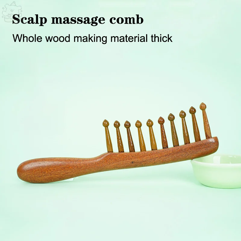 Natural Wooden Comb Meridian Massage Anti-static No-snags Wide Tooth Comb For Women Girl Straight Curly Hair