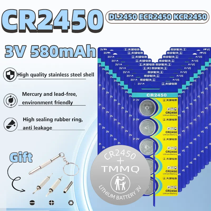 

CR2450 3V Lithium Battery BR2450 for Toys Car Keys Watches LED Light Button Cell Battery Coin Cells 3V Lithium Coin Wholesale