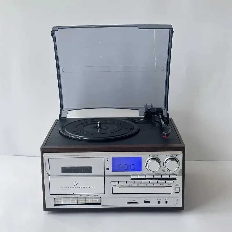 10 In 1 Multifunctional Vinyl Turntable Player With Cd Cassette Radio Bluetooth Speaker All In One Vintage Audio Machine