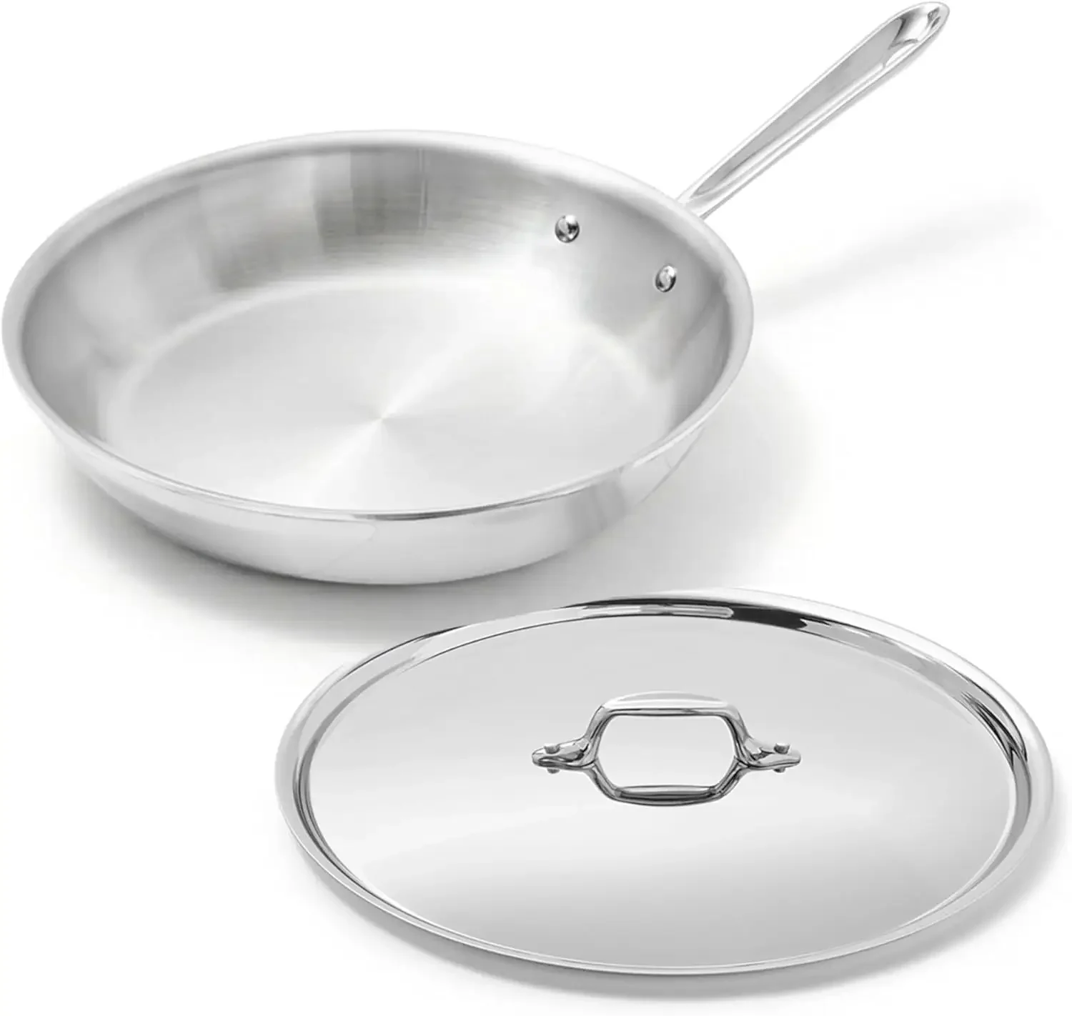 Stainless Steel 10 inch Frying Pan Covered- Made in the USA- The Original Bonded Professional Cookware- Oven Safe & Induction