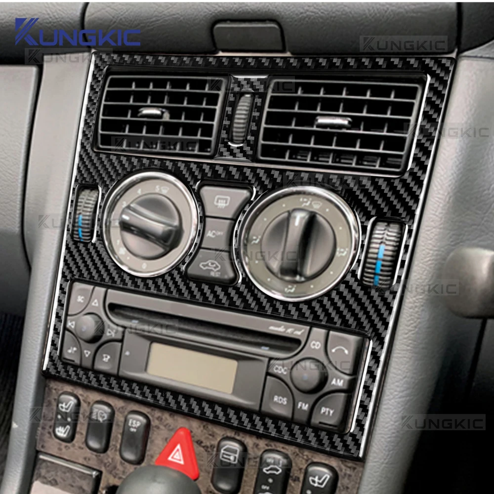 Real Soft Carbon Fiber For Mercedes Benz SLK R170 1996 1997 1998 1999 2000 2001 2002 2003 Car Center Control Panel Trim Sticker view 5