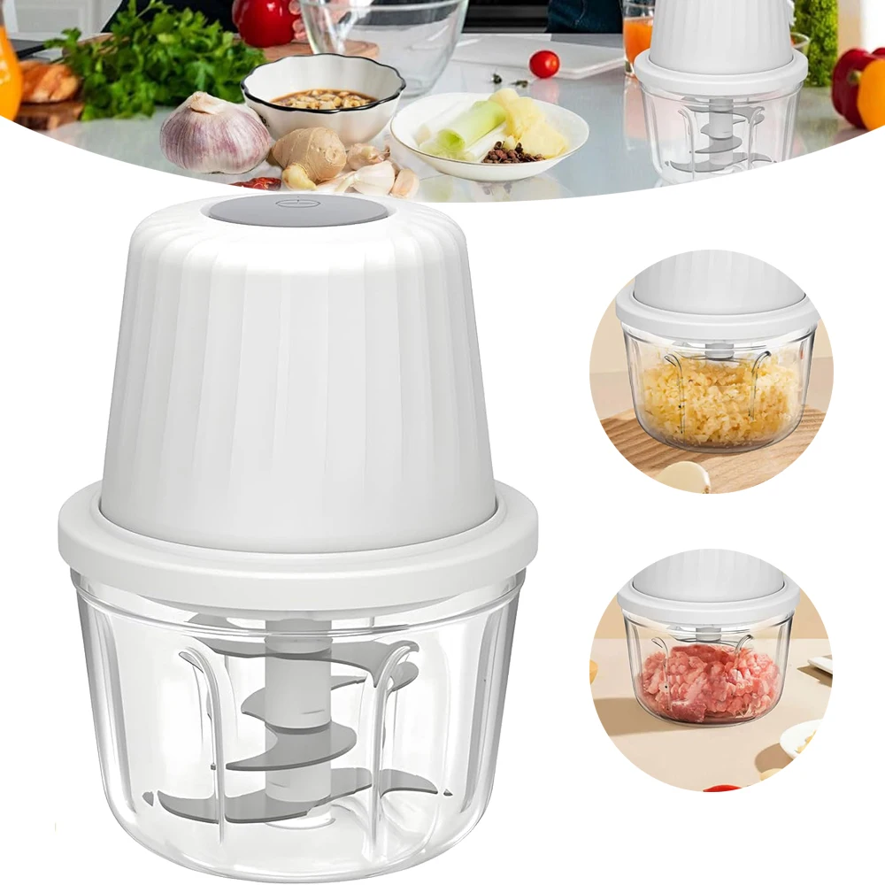 Tritatutto da 400 ml, tritatutto portatile per carne e aglio, facile da pulire, ideale per peperoncino, cipolle, verdure, frutta secca, frutta, peperoni, carne e aglio.