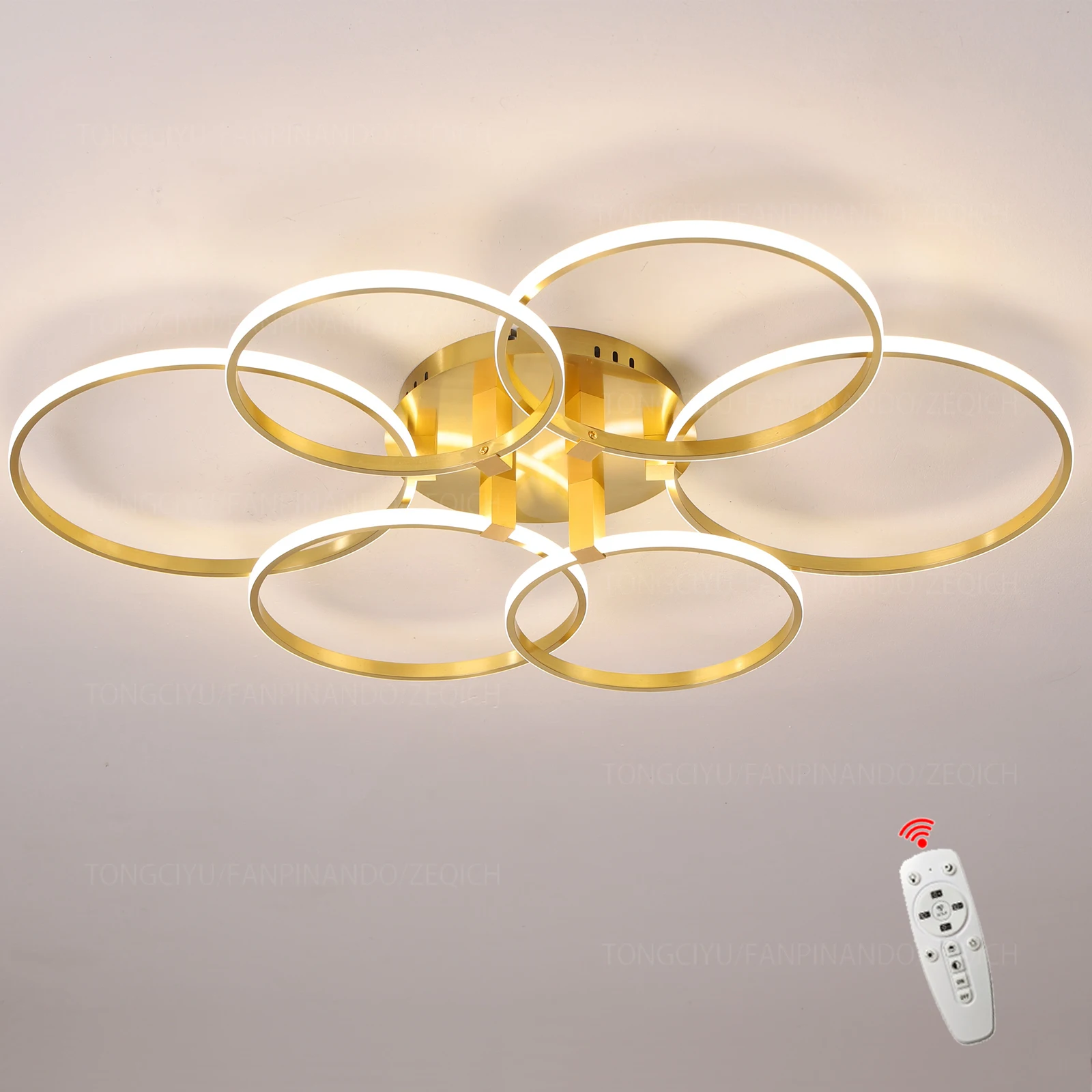 tongciyu-modern-minimalist-led-ceiling-light-dimmable-remote-control-copper-black-4-light-6-light-round-living-room-bedroom