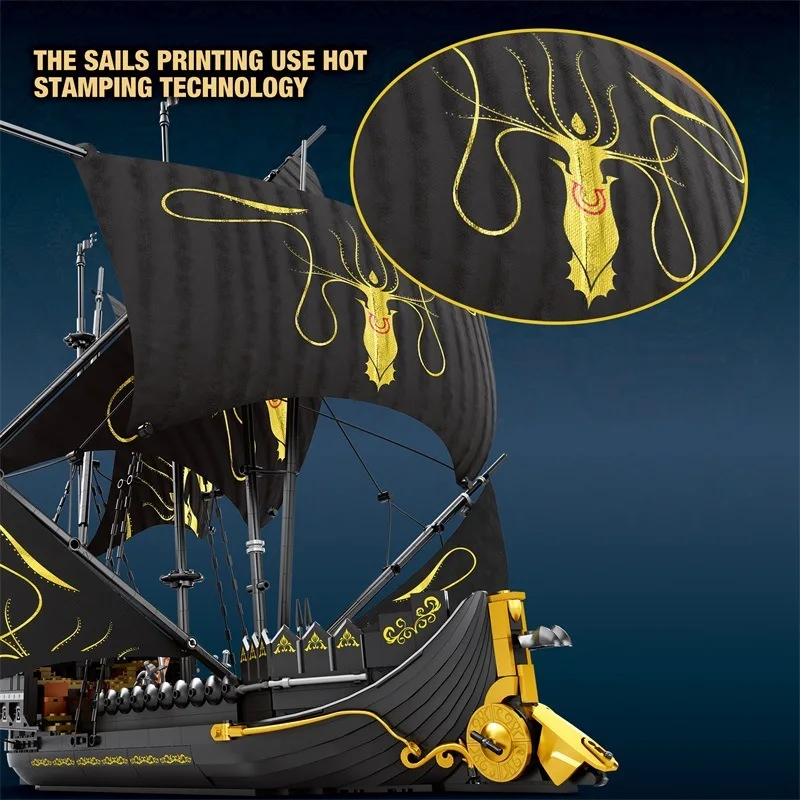نموذج باخرة الصمت اللبنات Moc 66022 النقل العسكري في القرون الوسطى الحلي الإبداعية قارب الطوب لعبة هدية للأطفال الأولاد #3