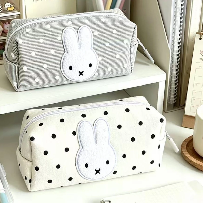 Cartoon Kawaii New Style Pencil Case Large Capacity Good Looks Fashion Student Stationery Wear-resistant and Durable Bag Miffy