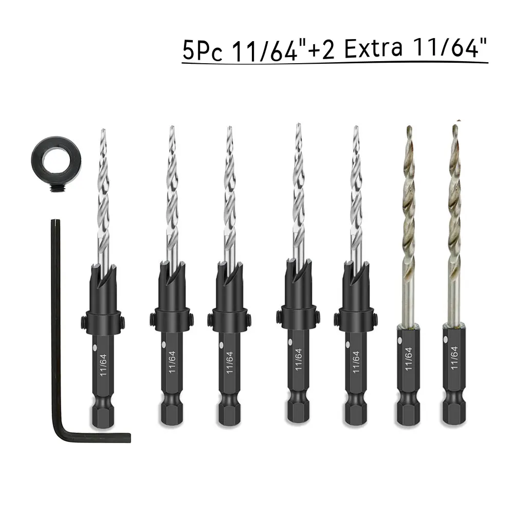 Binoax Wood Countersink Drill Bit Set SAE Tapered Drill with 1/4\