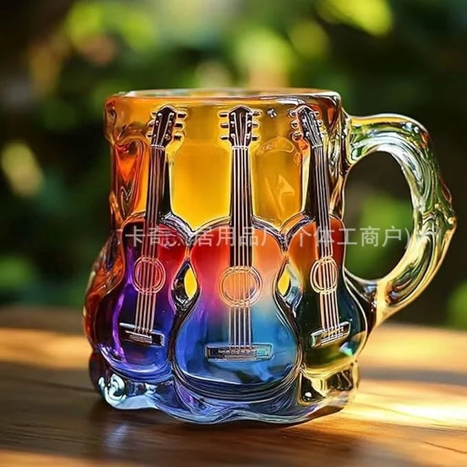 

Guitar Art Mug High-capacity Novelty 3d Guitar Coffee Mug Unique Colorful Transparent Resin Mug Handicraft Ornament Holiday Gift