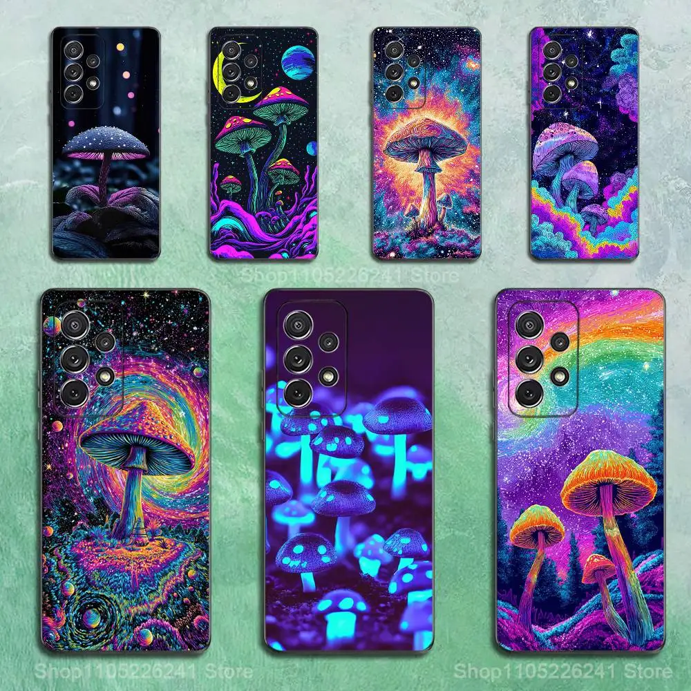 

Trippy Magic Mushroom Art Phone For Samsung S25,S10,S20,S10,S21,S9,S24,S23,Ultra,FE,Plus,Lite,Soft Silicone Black Cover