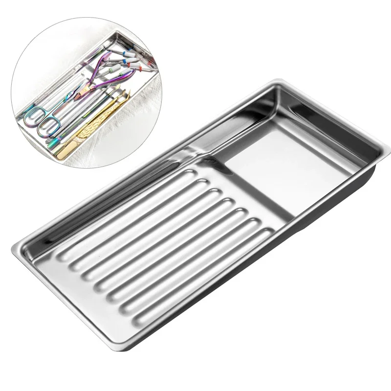 Stainless Steel Nail Art Equipment Plate Doctor Surgical Dental Tray Cosmetic Storage Tray False Nails Dish Supplies Tools