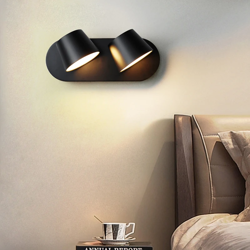 

Bedroom bedside lamp Nordic minimalist study LED reading wall lamp with adjustable angle for comfortable up and down illuminatio