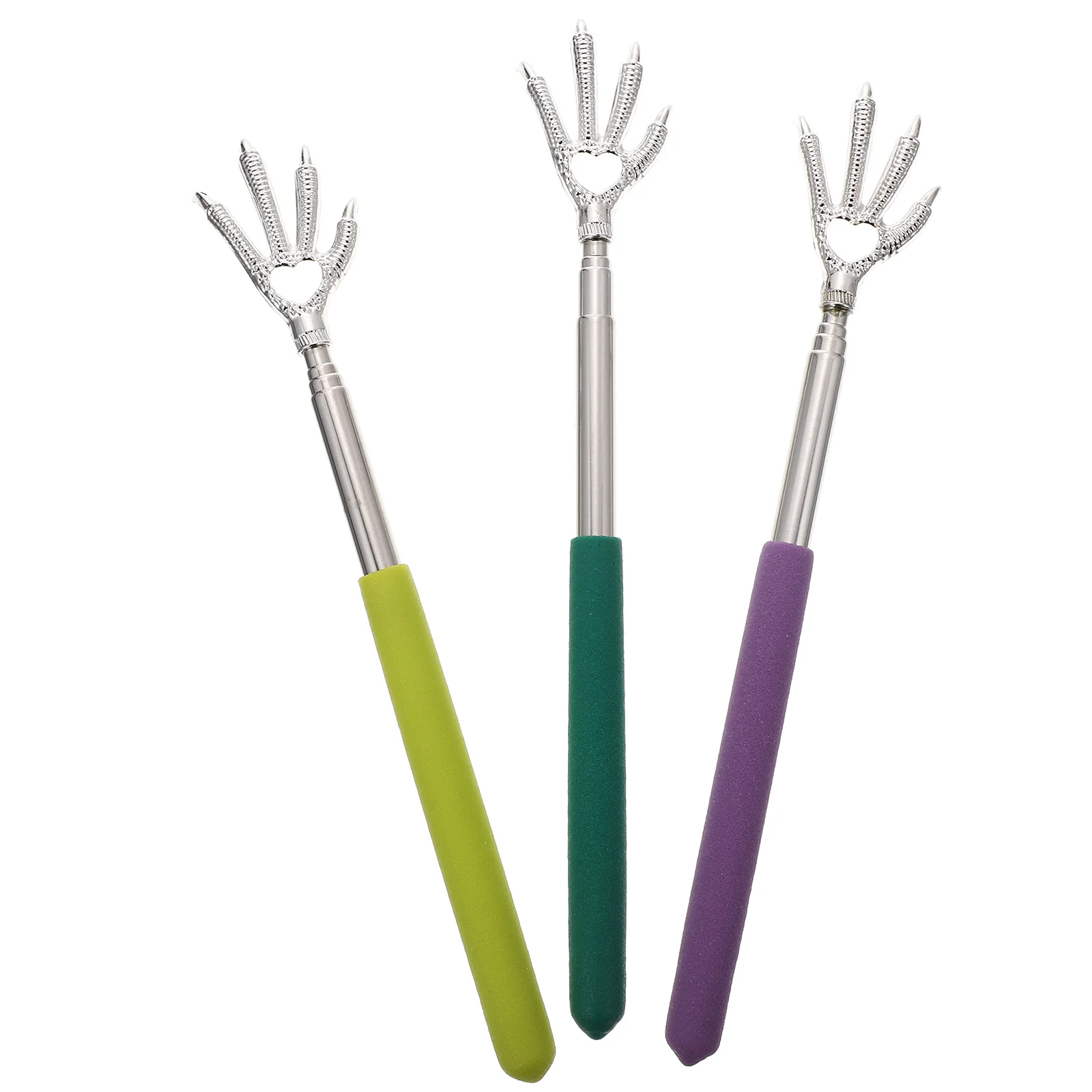 3 個のかゆみ緩和背中スクラッチャー ステンレス鋼格納式伸縮式背中かきツール ポータブルで快適なスクラッチャー