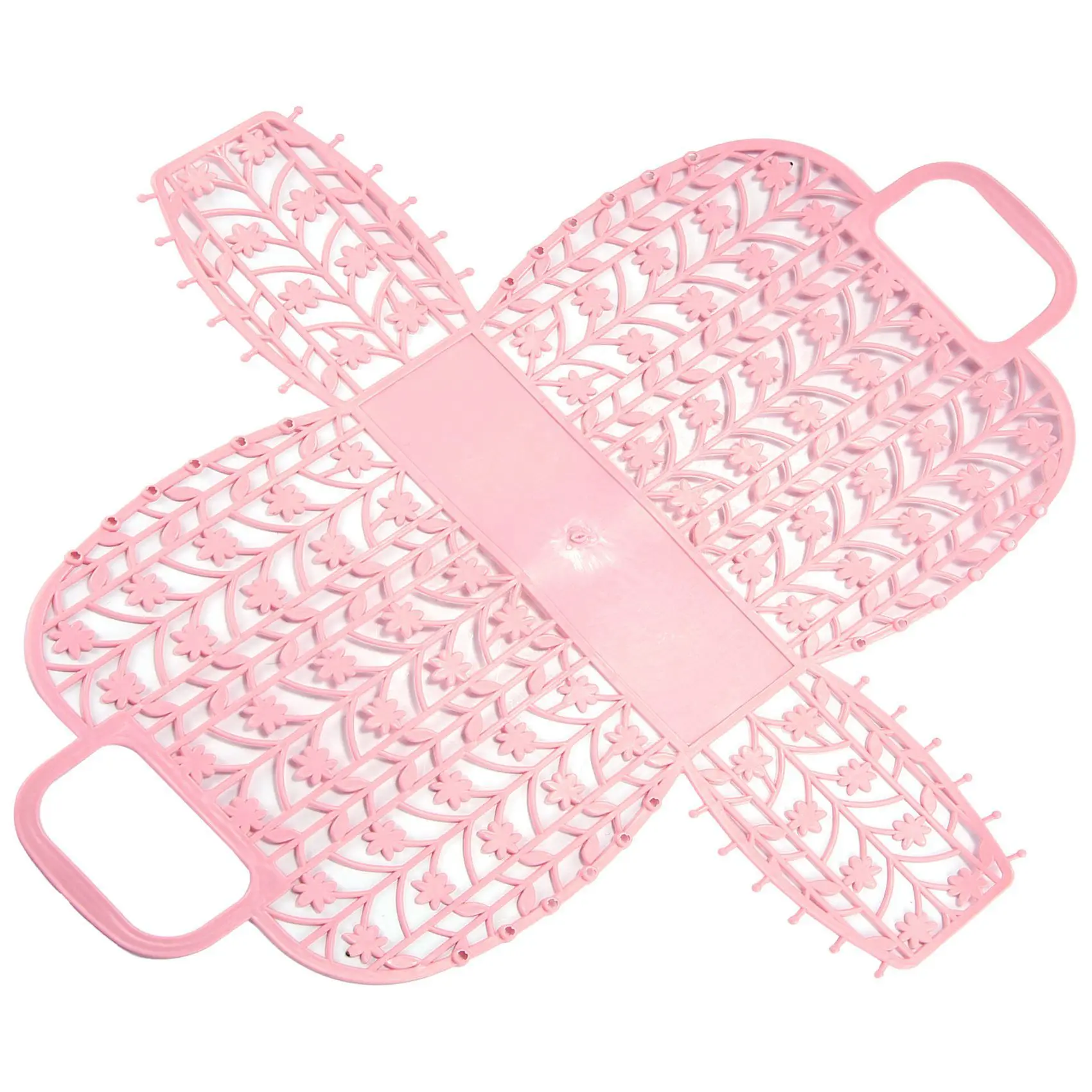 AB45 2X Bathroom Hollow Washing Storage Basket Removable Shower Basket Plastic Bath Basket Shopping Basket Storage Pink