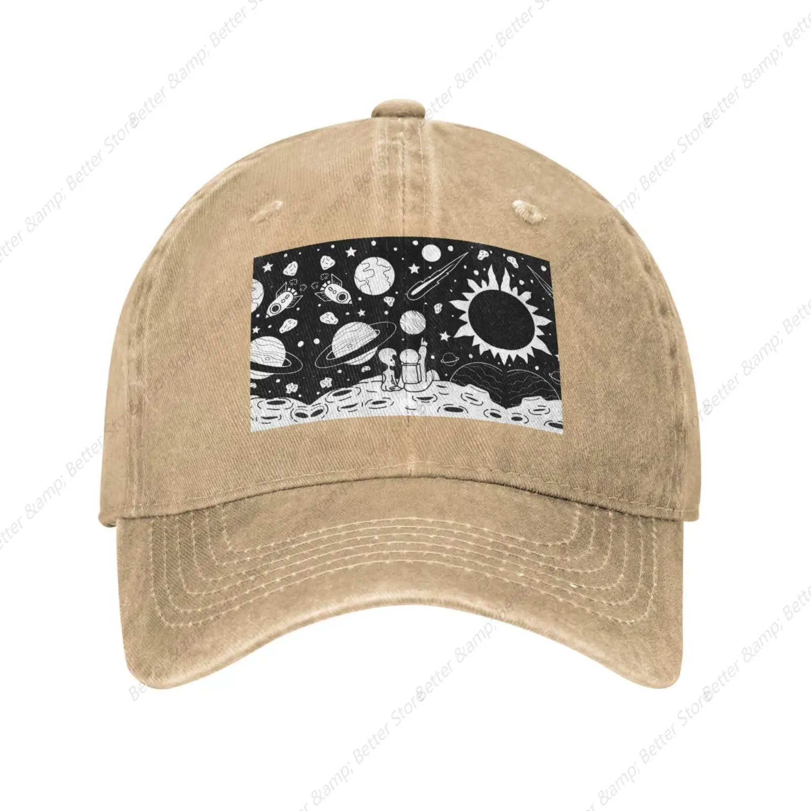 Astronaut Float in Space Print Outdoor Baseball Cap Dad Hat with Unisex Adjustable Trucker Cap Sun Sport Hats