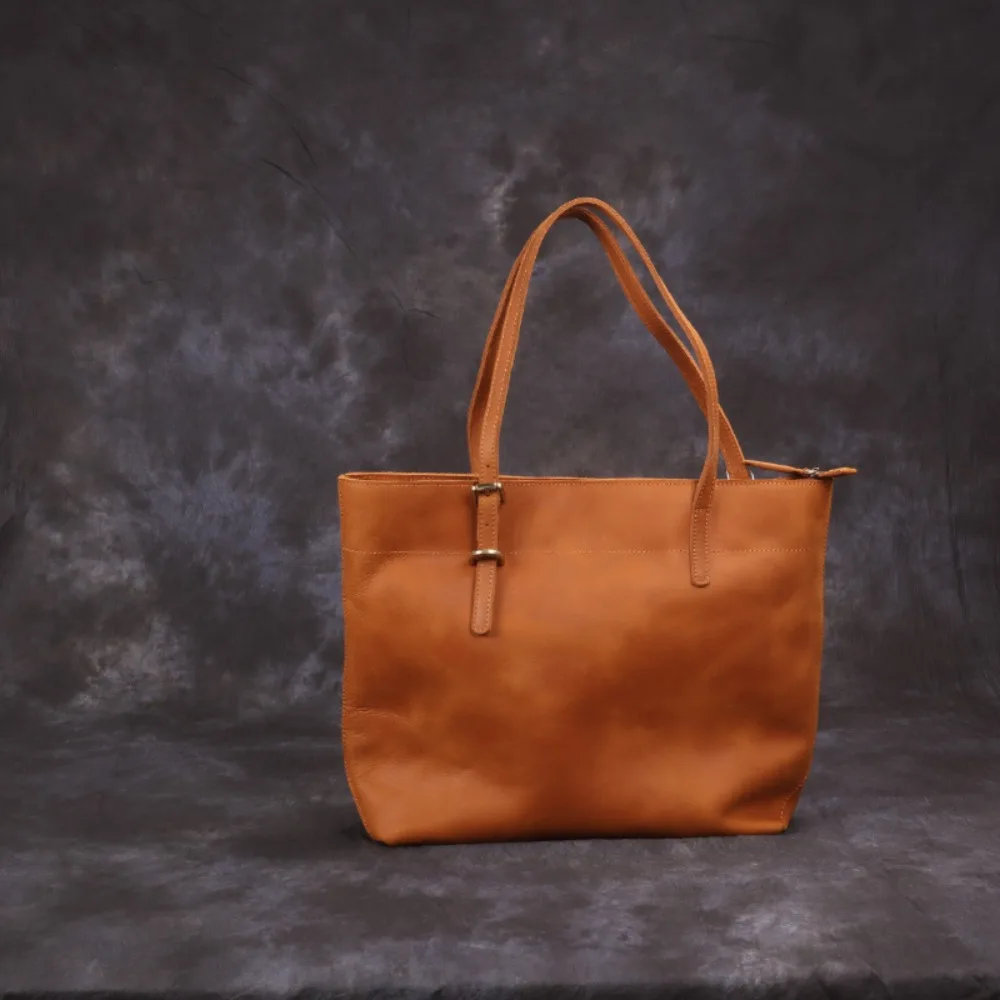 حقيبة يد، حقيبة كتف فاخرة للجنسين، طبقة أولى بسيطة من جلد البقر، حقيبة كتف كمبيوتر متعددة الاستخدامات للسفر المحمول #2