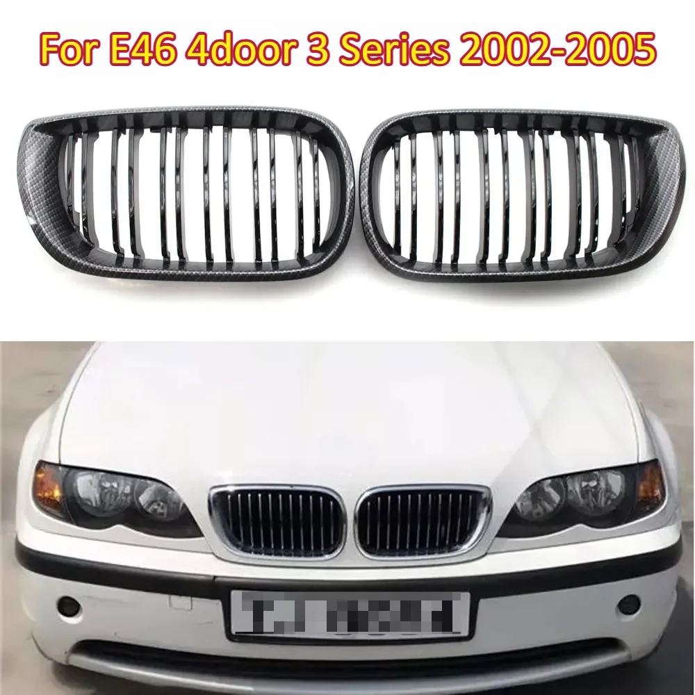 

For BMW 3 Series E46 325i 4-Door 2002-2005 Gloss Double Line Style Front Kidney Racing Grilles Diamonds Style Upper Grills