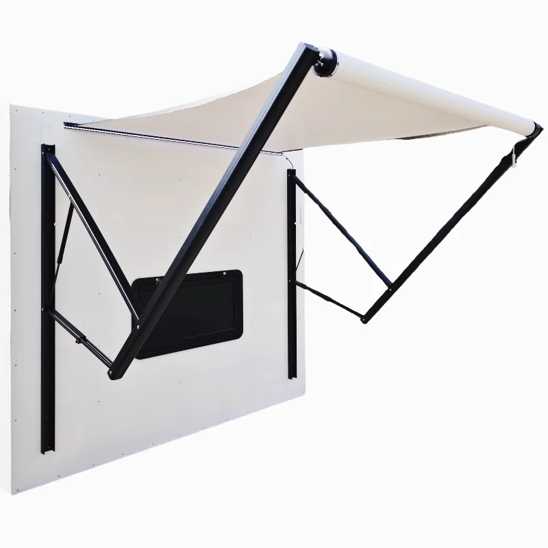 3.0x2.5m Rv Electric Awning Tent With Gradient Color Fabric For Caravan Camping Travel Trailer Car Rv Body Parts
