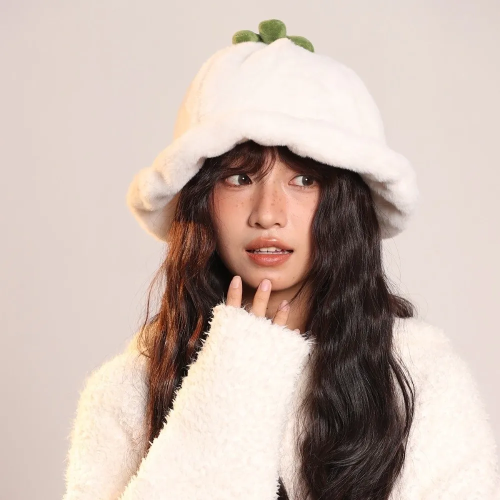 

All-match Tomato Winter Fisherman Hat Rolled-up Keep Warm Bucket Hat Ear Protection Hat Thickened Beanie Hat Cycling