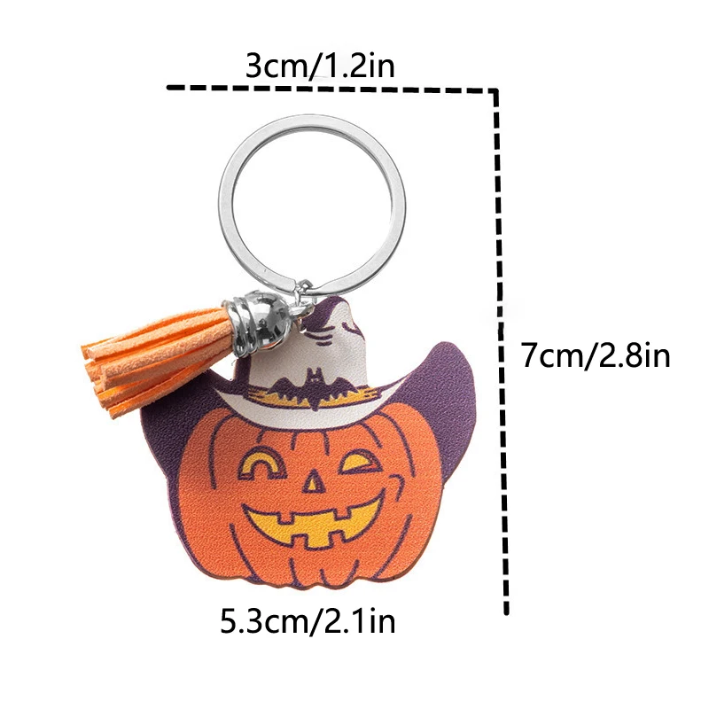 Halloween PU Leather Keychain, Bat, Pumpkin Head, Witch Tassel Pendant, Fun And Spooky Bag Accessories, Halloween Themed Charms