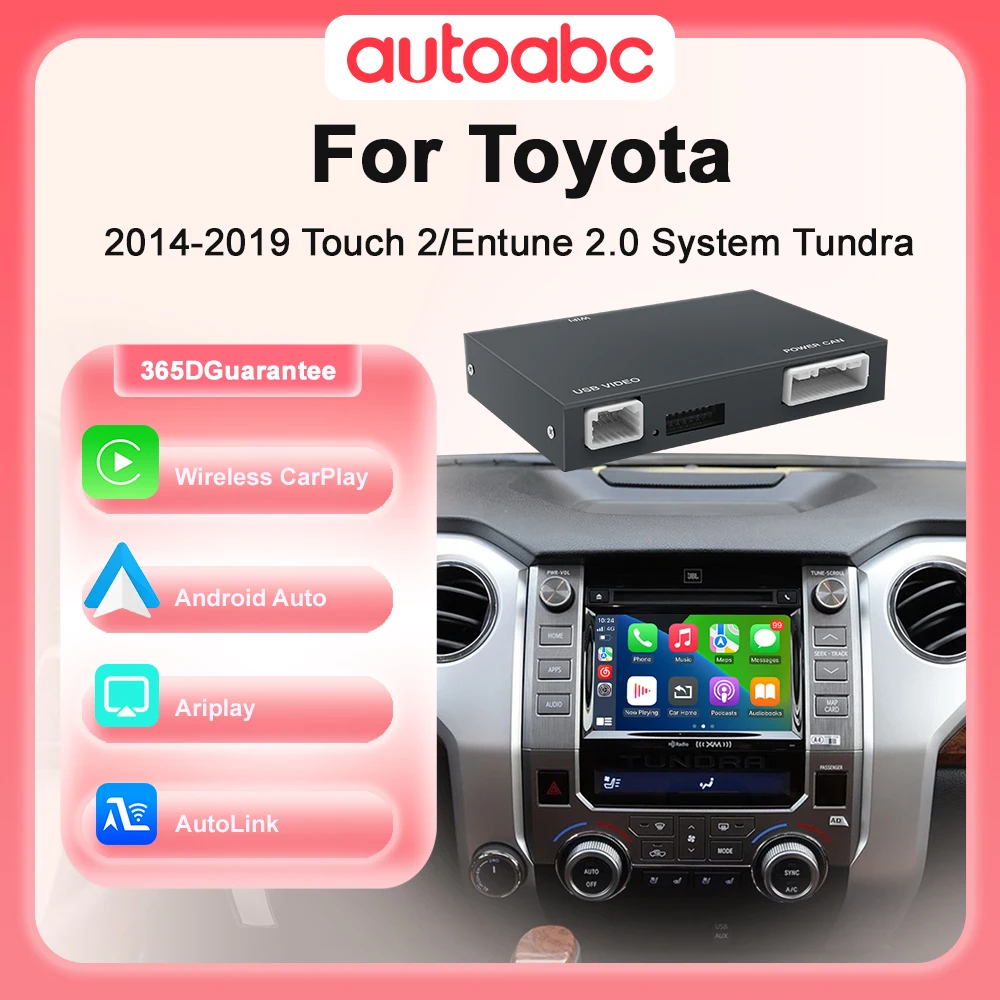 AUTOABC Wireless Carplay Android Auto For Toyota Tacoma /Tundra Touch2 & Entune2.0 System Decoder Box Supports screen mirroring