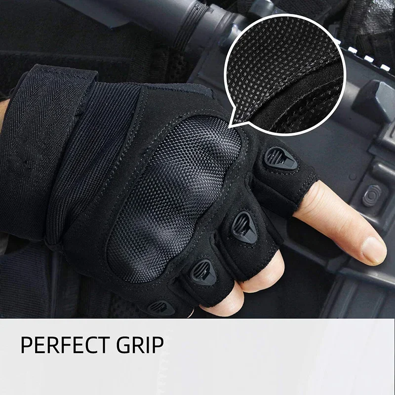 Tactical Hard Knuckle Half finger Gloves Men's Army Military Combat Hunting Shooting Airsoft Paintball Police Duty - Fingerless