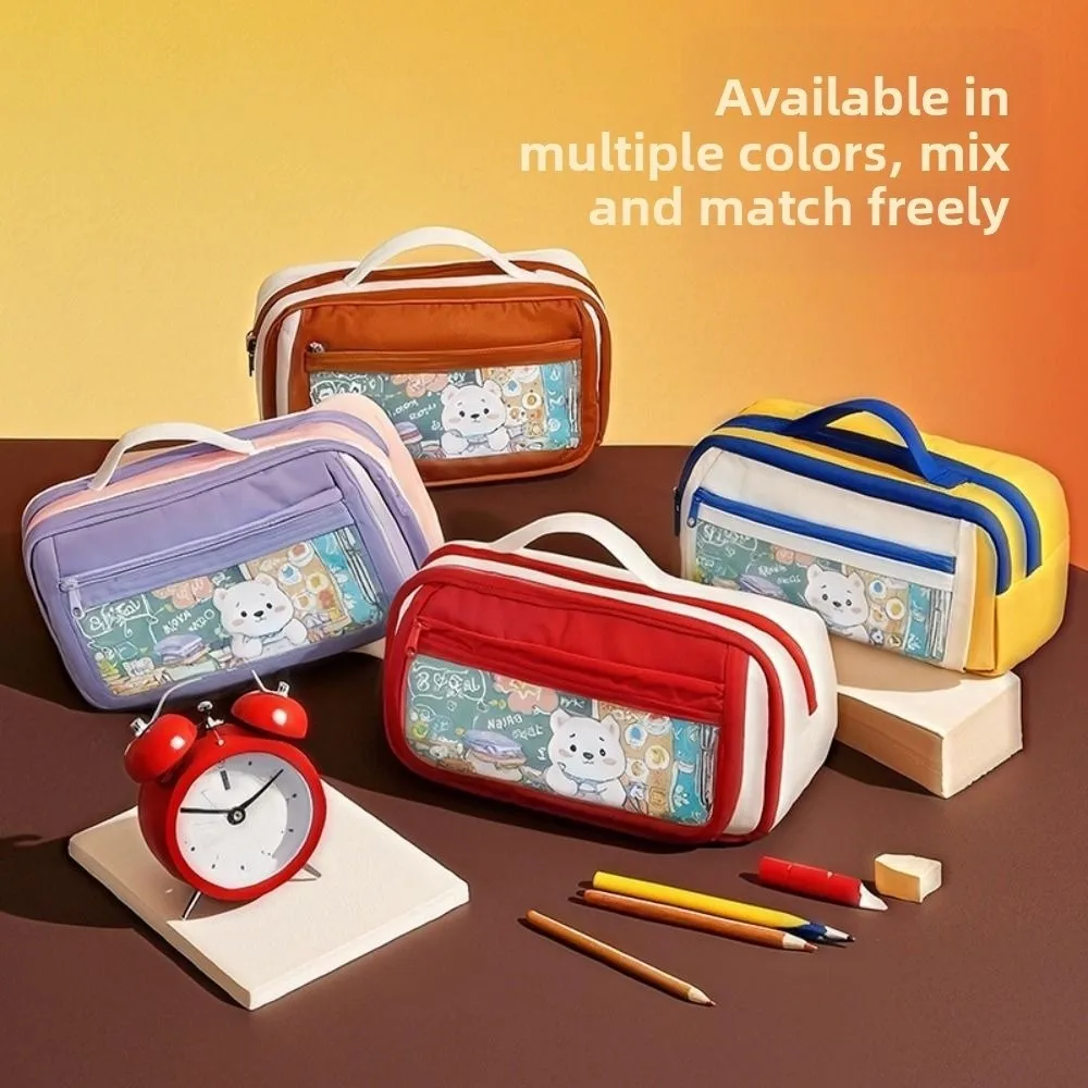 

Trendy Cartoon 9 Layers Pencil Case Bear Large Capacity Zipper Stationery Bag Portable Creative Pencil Storage Bag Gift