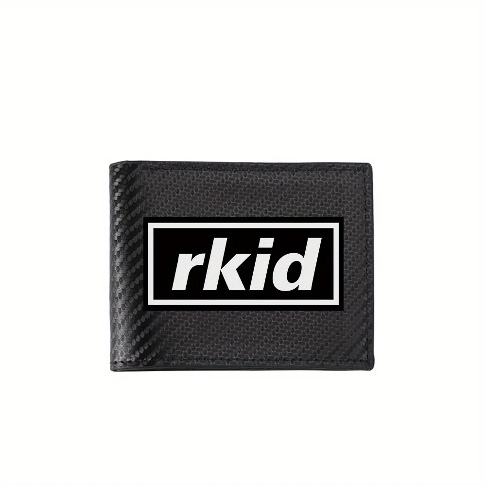 Bold white letters black square frame Men's Wallets Simple Business Modern Stylish Printing Design Gifts For Father Boyfriend Ch