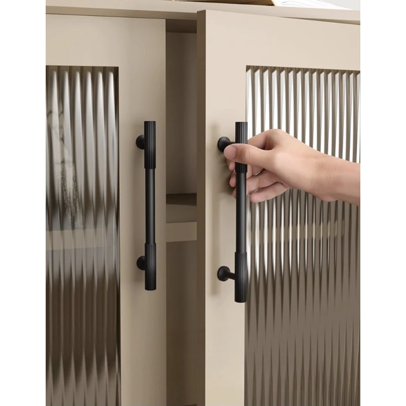 Poignée de porte d'armoire de style français, poignée rayée pour tiroir, poignée de porte de garde-robe, lumière nordique de luxe en cuivre, couleur naturelle