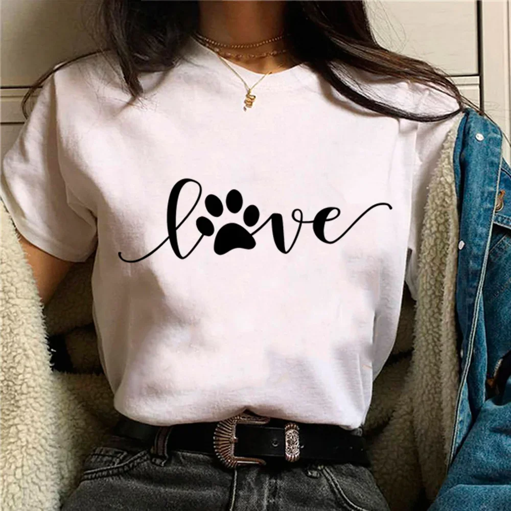 Dog Heartbeat Print top women Japanese designer t-shirts girl 2000s streetwear designer clothing